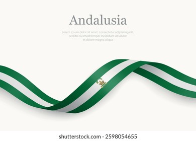 Andalusia Flag on Waving Ribbon with Elegant Design. Autonomous community of Spain