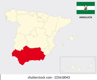 andalusia map with flag