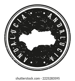 Andalusia, Spain Silhouette Postal Passport. Stamp Round Vector Icon Map. Design Travel Postmark. 