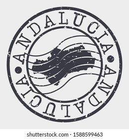 Andalusia Spain Stamp Postal. Map Silhouette Seal. Passport Round Design. Vector Icon. Design Retro Travel.