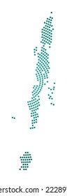 Andaman Islands dotted map. Digital style shape of Andaman Islands. Tech icon of the island with graduated dots. Charming vector illustration.