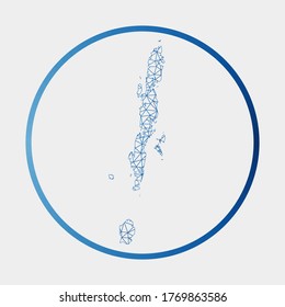 Andaman Islands icon. Network map of the island. Round Andaman Islands sign with gradient ring. Technology, internet, network, telecommunication concept. Vector illustration.