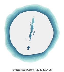 Andaman Islands logo. Badge of the island. Layered circular sign around Andaman Islands border shape. Charming vector illustration.