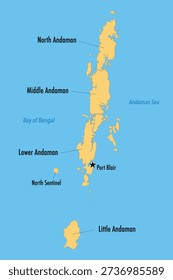 Andaman Islands Map Showing North Middle South Little Andaman and North Sentinel Island