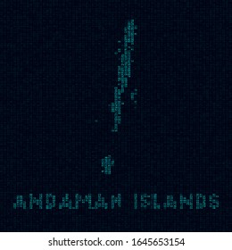 Andaman Islands tech map. Island symbol in digital style. Cyber map of Andaman Islands with island name. Charming vector illustration.