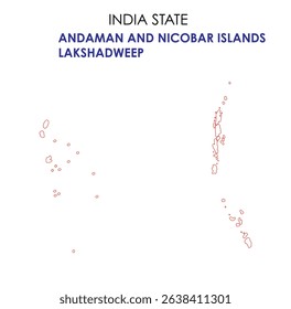 Andaman and Lakshadweep map of India. Andaman and Lakshadweep map vector illustration. Andaman and Lakshadweep vector map on white background.