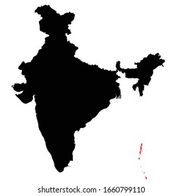 Andaman And Nicobar Island state highlighted on India map Vector EPS 10