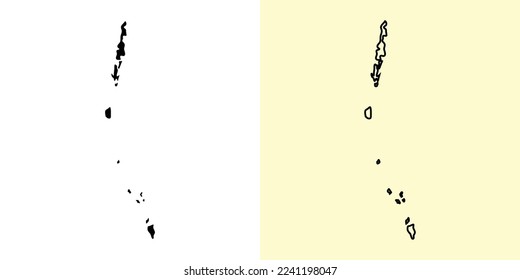 Andaman and Nicobar Islands map, India, Asia. Filled and outline map designs. Vector illustration
