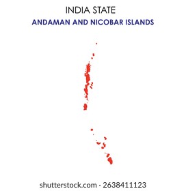 Andaman and Nicobar Islands map of India. Andaman and Nicobar Islands map vector illustration. Andaman and Nicobar Islands vector map on white background.
