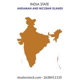 Andaman and Nicobar Islands map of India. Andaman and Nicobar Islands map vector illustration. Andaman and Nicobar Islands vector map on white background.