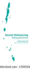 Andaman and Nicobar Islands map with Social Distancing stayathome tag