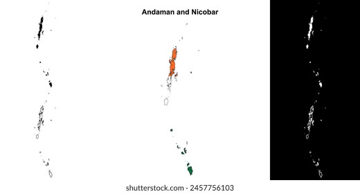 Andaman and Nicobar state outline map set