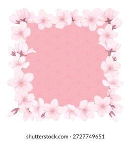 and-drawn cherry blossom rectangular Japanese pattern frame