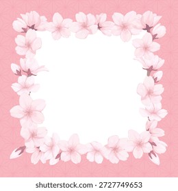 and-drawn cherry blossom rectangular Japanese pattern frame