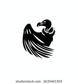 Andean Condor Black Silhouette on white background Vector cute design
