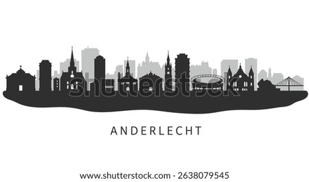 Anderlecht Skyline Silhouette with Belgium Cityscape.
