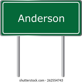 Anderson, Alabama, road sign green vector illustration, road table, USA city