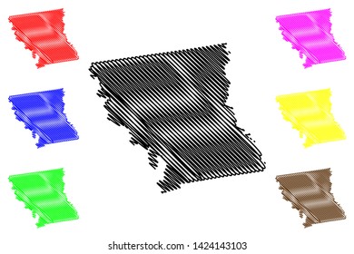 Anderson County, Texas (Counties in Texas, United States of America,USA, U.S., US) map vector illustration, scribble sketch Anderson map