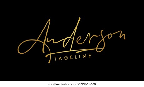 Anderson Signature Logo Design, Stylish Anderson Name Logo, Anderson Name Golden Signature Logo Vector Design.