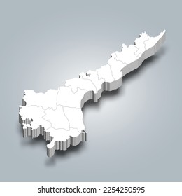 Mapa del distrito 3d de Andhra Pradesh es un estado de India