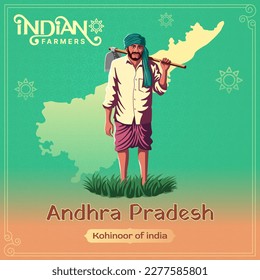 Agricultor de Andhra Pradesh - Una vibrante ilustración vectorial que ilustra la resiliencia y el duro trabajo de la agricultura india