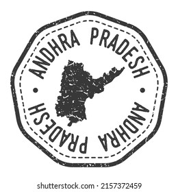 Andhra Pradesh, India Map Stamp Retro Postmark. Silhouette Postal Passport. Seal Round Vector Icon. Badge Vintage Postage Design.