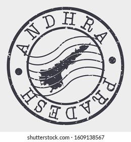 Andhra Pradesh India Stamp Postal. Map Silhouette Seal. Passport Round Design. Vector Icon. Design Retro Travel.