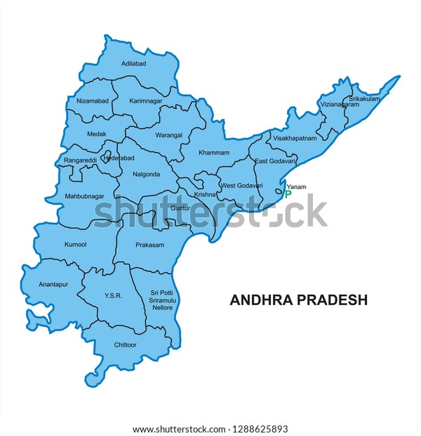 Andhra Pradesh Map Graphic Vector Stock Vector (Royalty Free) 1288625893