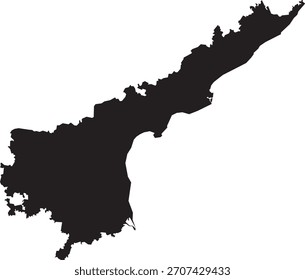Andhra Pradesh Map Silhouette Isolated State of India