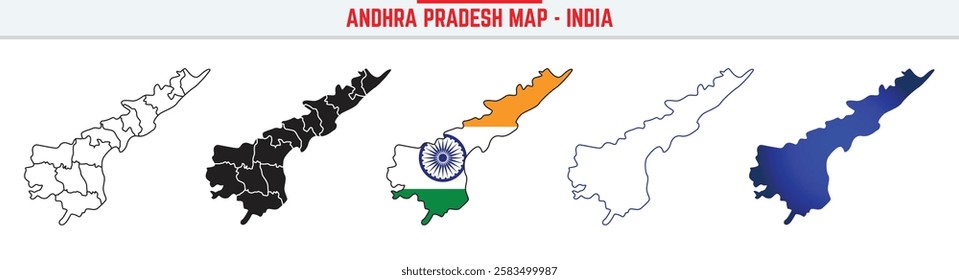 Andhra Pradesh State, AP Outline Icon – India Map Silhouette Vector. AP editable stroke outline icon