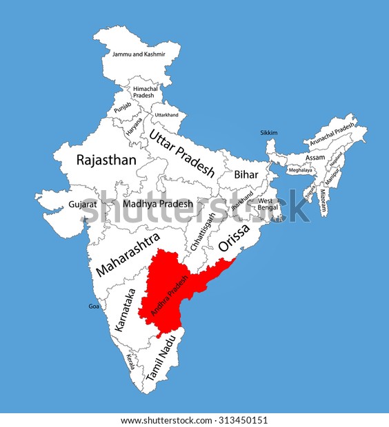 Andhra Pradesh State India Vector Map Stock Vector Royalty Free
