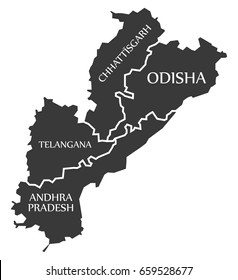 Chhattisgarh Telangana Border Map Andhra Pradesh Telangana Chhattisgarh Odisha Map Stock Vector (Royalty  Free) 659528677 | Shutterstock