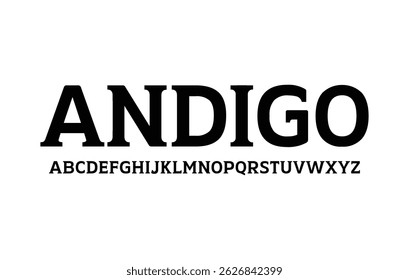 Andigo Font – Uppercase Letters, Numbers, and Symbols | Clean Isolated Vector Typography
