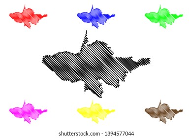 Andijan Region (Republic of Uzbekistan, Regions of Uzbekistan) map vector illustration, scribble sketch Andijon viloyati map