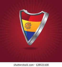 Andora Flag Shield EPS 8 vector, no open shaps or paths. Grouped for easy editing.