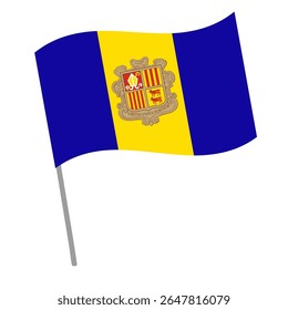 Andora national flag flutters with flagpole