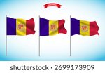 Andorra, 3d flag template on blue sky background. Vector Illustration