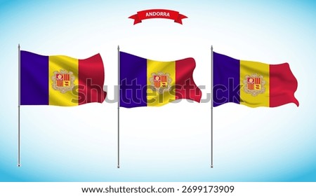 Andorra, 3d flag template on blue sky background. Vector Illustration