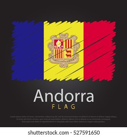 Andorra of America scribbled flag. hand drawn lines in Vector Format on Gray Background. Vector illustration eps 10.