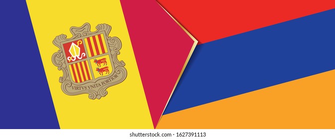 Andorra and Armenia flags, two vector flags symbol of relationship or confrontation.
