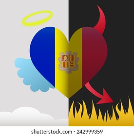 Andorra background of a heart half demon half angel