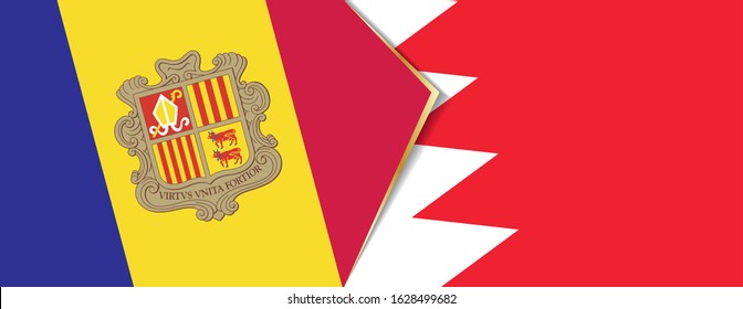 Andorra and Bahrain flags, two vector flags symbol of relationship or confrontation.