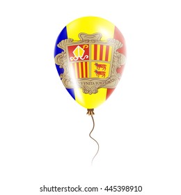 Andorra balloon with flag. Bright Air Balloon in the Country National Colors. Country Flag Rubber Balloon. Vector Illustration.