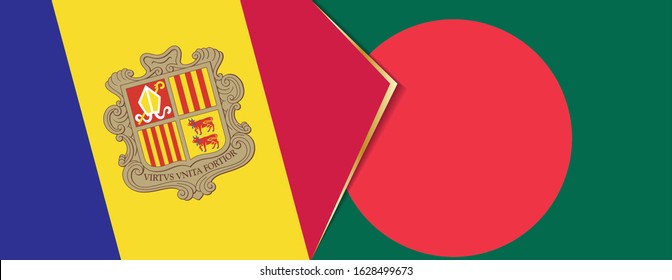 Andorra and Bangladesh flags, two vector flags symbol of relationship or confrontation.