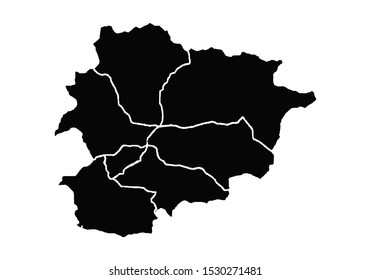 Andorra black map on white background.