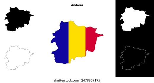 Andorra blank outline map set