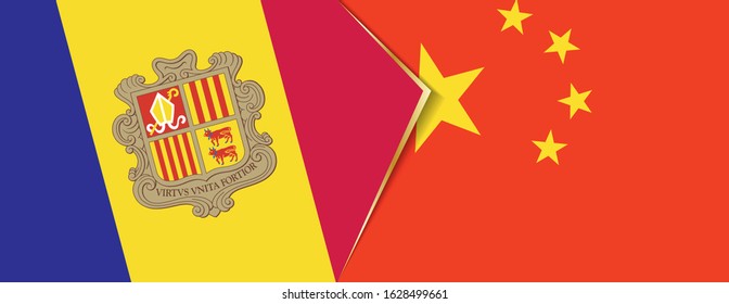 Andorra and China flags, two vector flags symbol of relationship or confrontation.