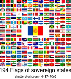 Andorra, collection of vector images of flags of the world