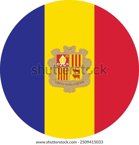Andorra country circular flag vector design and illustration , National Flag of Andorra