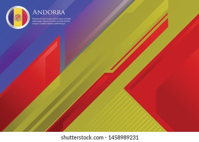 Andorra country concept flag background  beautiful vector illustration template cover modern, futuristic, elegant and symbolic. use for banner, card, cover, business, corporate, economic world